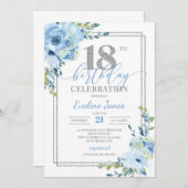 Boho Dusty blue floral Silver geometrische verjaar Kaart (Voorkant / Achterkant)