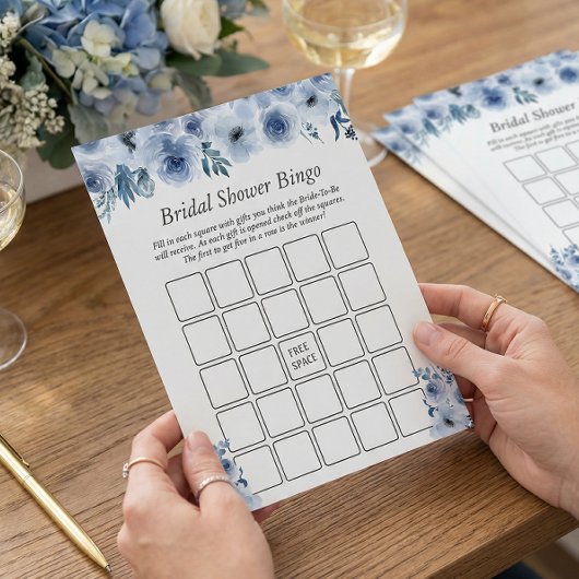 Boho Dusty Blue Floral Vrijgezellenfeest Bingo Gam Flyer