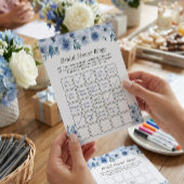 Boho Dusty Blue Floral Vrijgezellenfeest Bingo Gam Flyer