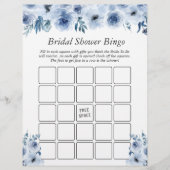 Boho Dusty Blue Floral Vrijgezellenfeest Bingo Gam Flyer (Voorkant)