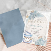 Boho Dusty Blue Floral Vrijgezellenfeest Tea Party Kaart
