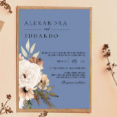 Boho Dusty Blue Floral Wedding Kaart