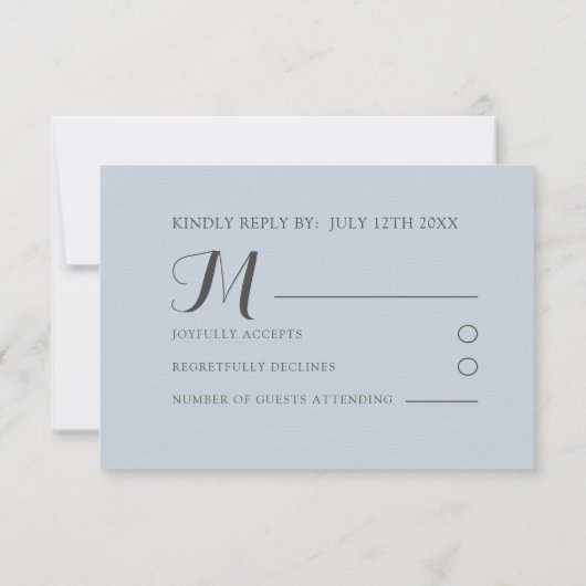 Boho Dusty Blue Floral Wedding RSVP (Achterkant)