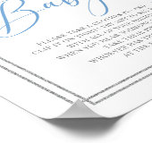 Boho dusty blue floral zegt niet: baby-gebarentaal poster (Hoek)