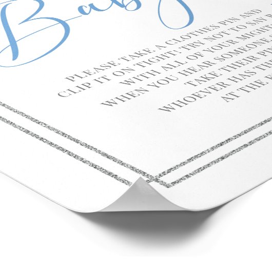 Boho dusty blue floral zegt niet: baby-gebarentaal poster (Hoek)