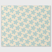 Boho Dusty Blue Flower Pattern Yellow Background Cadeaupapier (Vlak)
