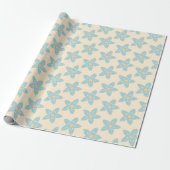 Boho Dusty Blue Flower Pattern Yellow Background Cadeaupapier (Uitgerold)