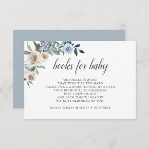 Boho Dusty Blue Flowers Boeken voor Baby Informatiekaartje