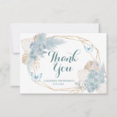 Boho Dusty Blue Flutter op Over Butterfly Verjaard Bedankkaart (Voorkant)