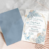 Boho Dusty Blue Flutter op Over Butterfly Verjaard Kaart