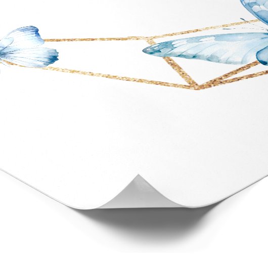 Boho Dusty Blue Flutter op Over Butterfly Welkom Poster (Hoek)