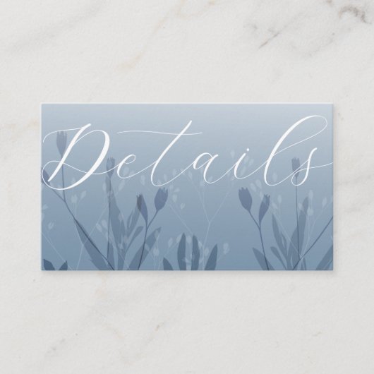 Boho Dusty Blue Foliage Wedding Details Informatiekaartje (Voorkant)