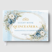 Boho Dusty Blue Gold Eucalyptus Floral Sign‑In   Gastenboek (Voorkant)