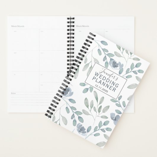 Boho Dusty Blue & Green Pattern Wedding Planner (Display)