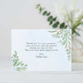 Boho Dusty Blue Greenery Baptism Foto Bedankkaart (Staand voorkant)