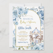 Boho Dusty Blue Magical Carrousel Baby shower Kaart (Voorkant)