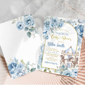 Boho Dusty Blue Magical Carrousel Baby shower Kaart