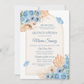 Boho Dusty Blue Mexican Girl Quinceañera Kaart (Voorkant)