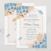 Boho Dusty Blue Mexican Girl Quinceañera Kaart (Voorkant / Achterkant)