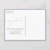 Boho Dusty Blue Minimalist Arch Foto Afstuderen Aankondigingskaart (Achterkant)