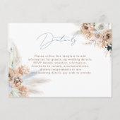 Boho Dusty Blue Modern Wedding Reception Details Informatiekaartje (Voorkant)