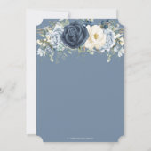 Boho Dusty Blue Navy Ivoor Bloemen Sage Bruiloft Kaart (Achterkant)