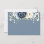 Boho Dusty Blue Navy Ivoor Bloemen Sage Bruiloft RSVP Kaartje (Achterkant)