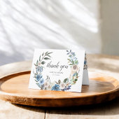 Boho Dusty Blue Neutral Flowers Wedding Bedankkaart