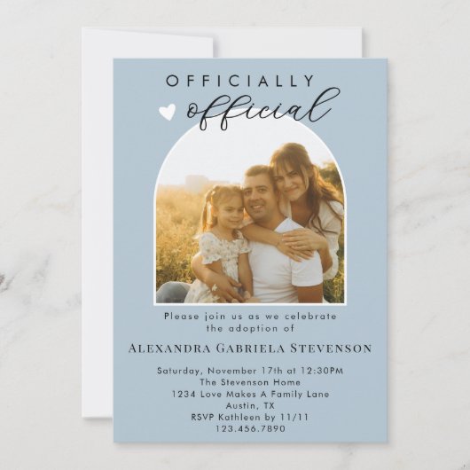 Boho Dusty Blue officiële adoptie dag viering Kaart (Voorkant)