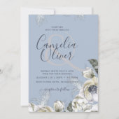 BOHO Dusty Blue Pampas Floral Wedding Kaart (Voorkant)