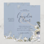 BOHO Dusty Blue Pampas Floral Wedding Kaart (Voorkant / Achterkant)