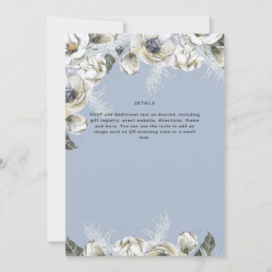 BOHO Dusty Blue Pampas Floral Wedding Kaart (Achterkant)