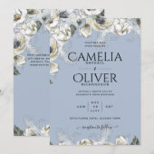 BOHO Dusty Blue Pampas Floral Wedding Kaart (Voorkant / Achterkant)