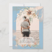 BOHO Dusty Blue Pampas Grass Wedding Save The Date (Voorkant)