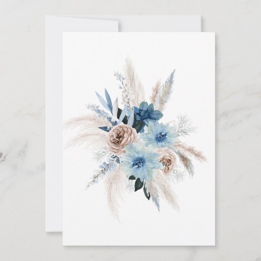 Boho Dusty Blue Pink Peony Engagement Party Kaart (Achterkant)