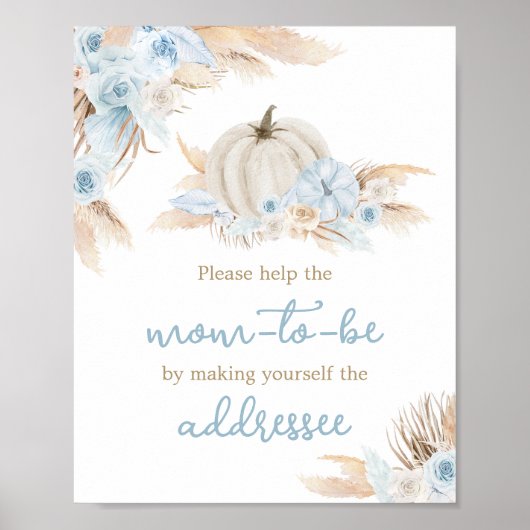 Boho Dusty Blue pompoen Envelope Station Poster (Voorkant)