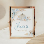 Boho Dusty Blue Pumpkin Baby shower Favorieten Poster