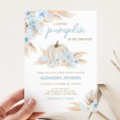 Boho Dusty Blue Pumpkin Baby shower Kaart