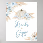 Boho Dusty Blue Pumpkin boeken en geschenken Poster (Voorkant)