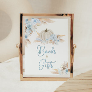 Boho Dusty Blue Pumpkin boeken en geschenken Poster