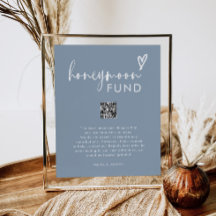 Boho Dusty Blue QR Bruiloft Huwelijksreis Fonds