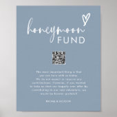 Boho Dusty Blue QR Bruiloft Huwelijksreis Fonds Poster (Voorkant)