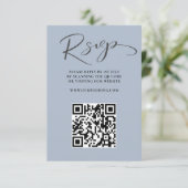 Boho Dusty Blue QR Code RSVP Wedding Kaartje (Staand voorkant)