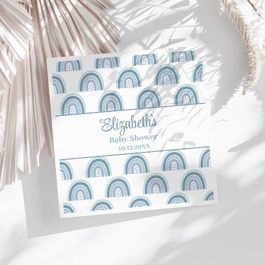 Boho Dusty Blue Rainbow Baby shower servetten