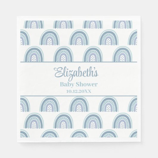 Boho Dusty Blue Rainbow Baby shower servetten (Voorkant)