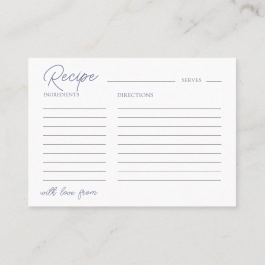 Boho Dusty Blue Recipe for the Bride Floral Informatiekaartje (Achterkant)