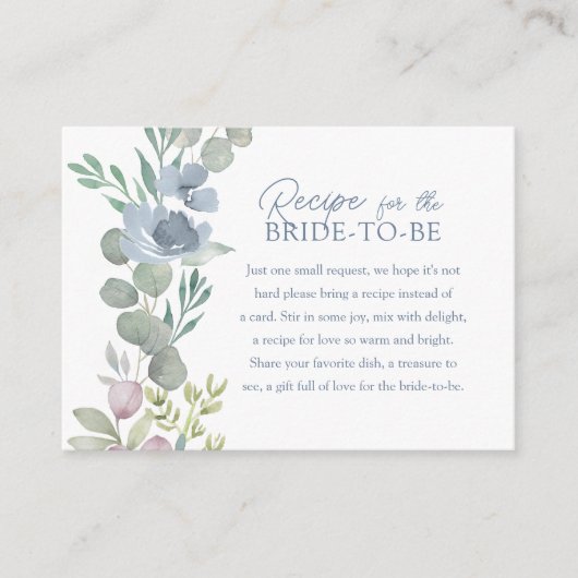 Boho Dusty Blue Recipe for the Bride Floral Informatiekaartje (Voorkant)