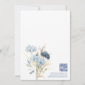 Boho Dusty Blue Sage Wildflowers QR Winter Wedding Kaart (Achterkant)