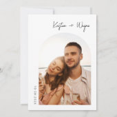 Boho Dusty Blue Simple Elegant Photo Wedding Kaart (Achterkant)