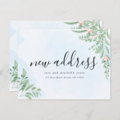 Boho Dusty Blue Simple New Address Moving Aankondigingskaart (Voorkant / Achterkant)